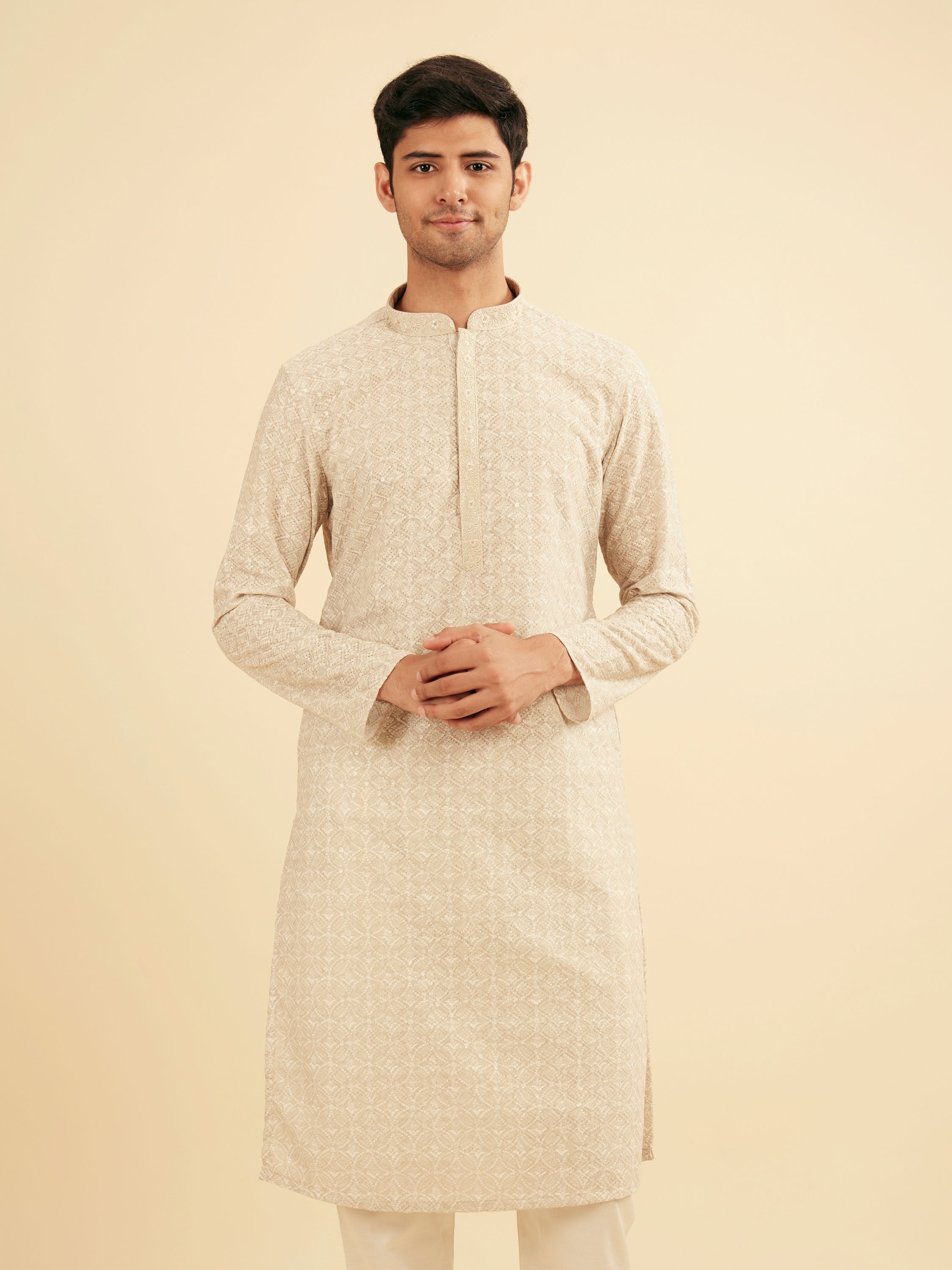 Manyavar Men Emerald Hue Traditional Kurta Pajama Set