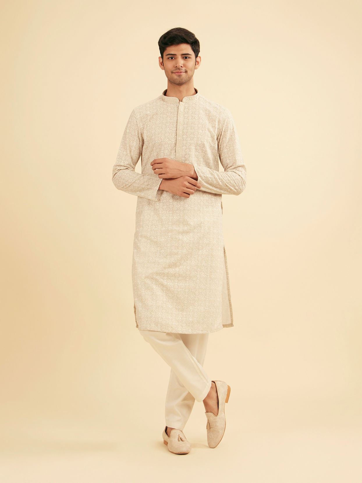 Manyavar Men Emerald Hue Traditional Kurta Pajama Set
