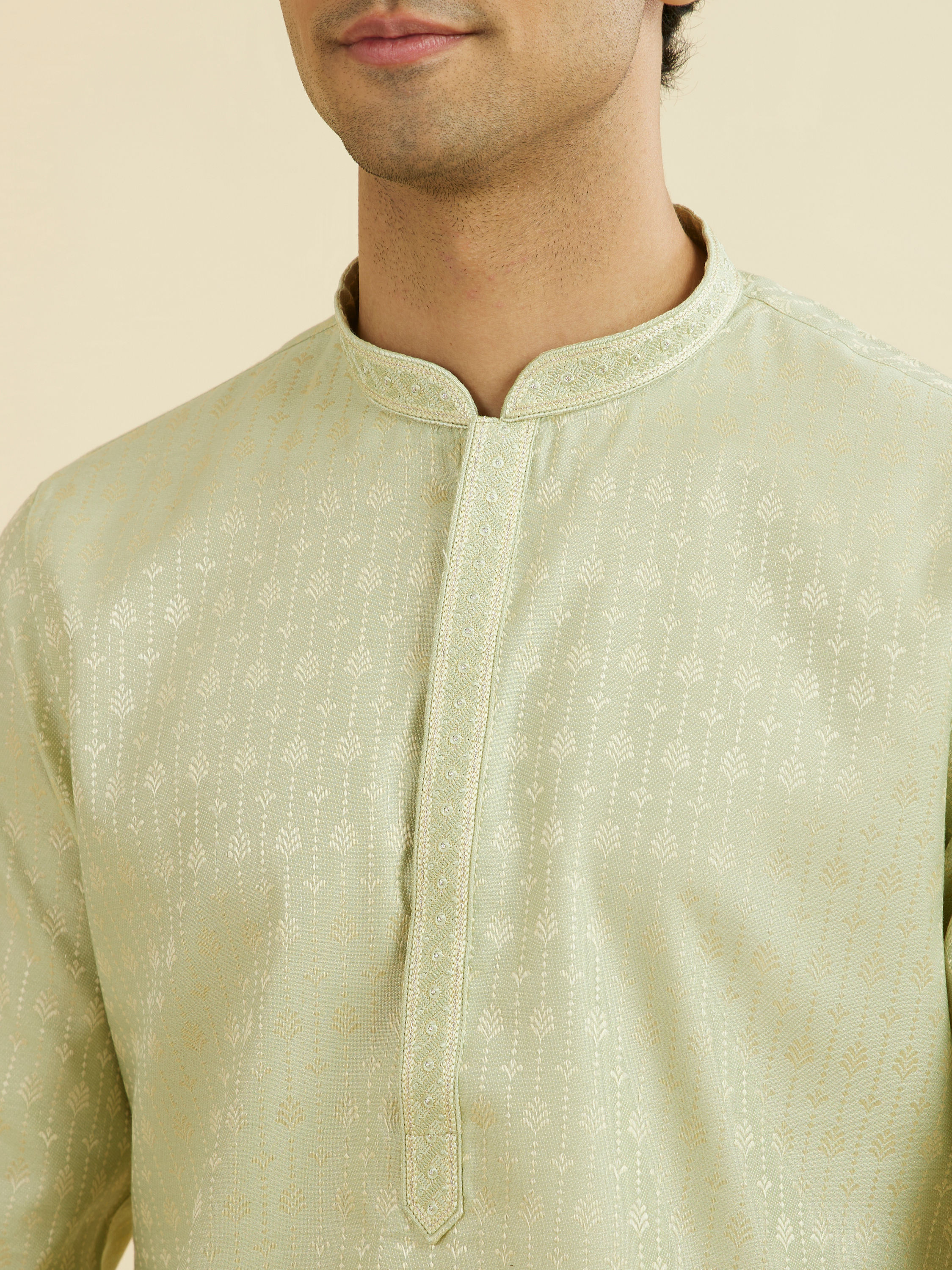 Manyavar Men Green Elegance Kurta Pajama