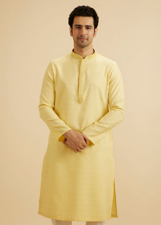 Manyavar Men Sunset Yellow Radiance Kurta Pajama