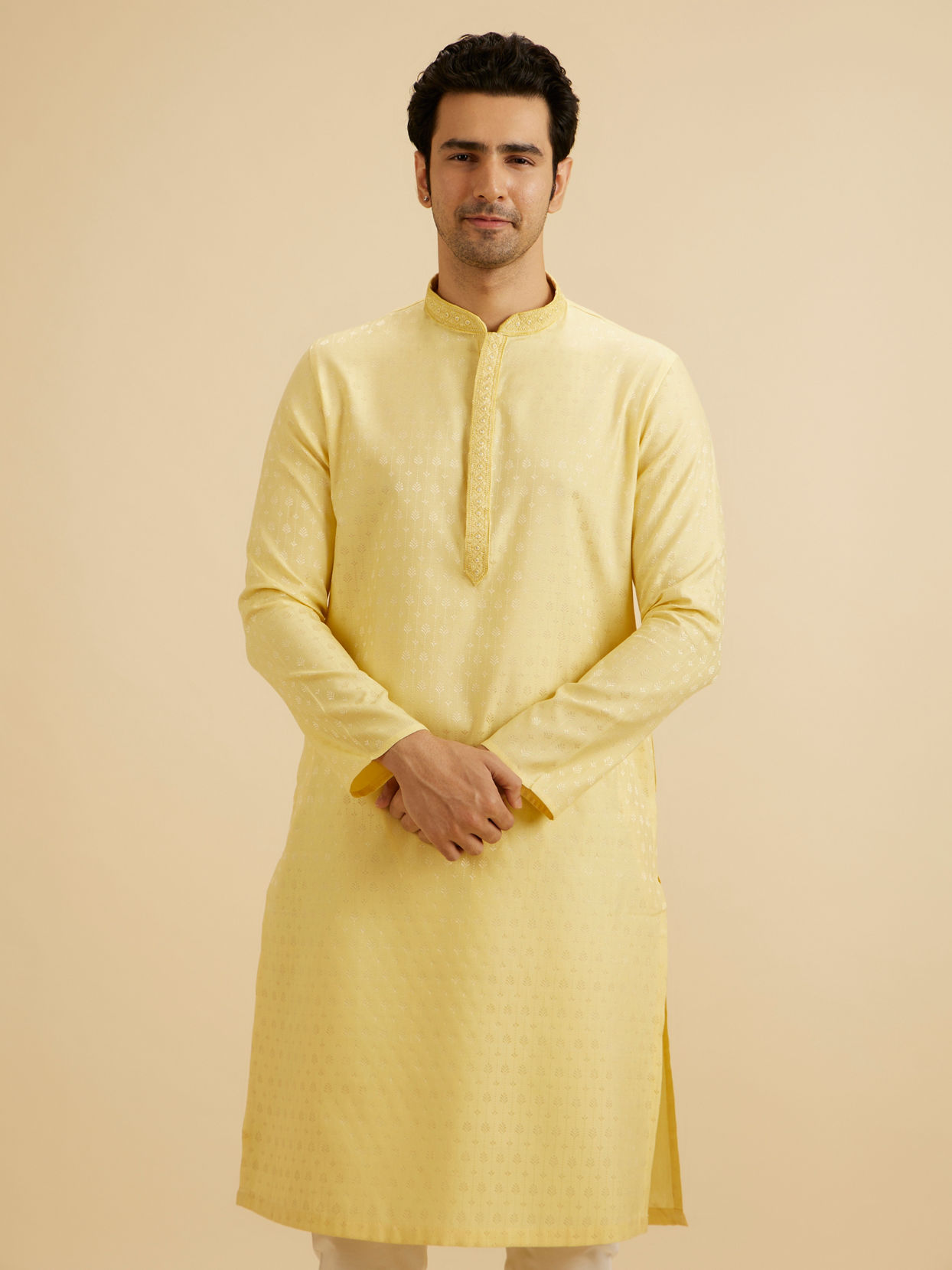 Manyavar Men Sunset Yellow Radiance Kurta Pajama