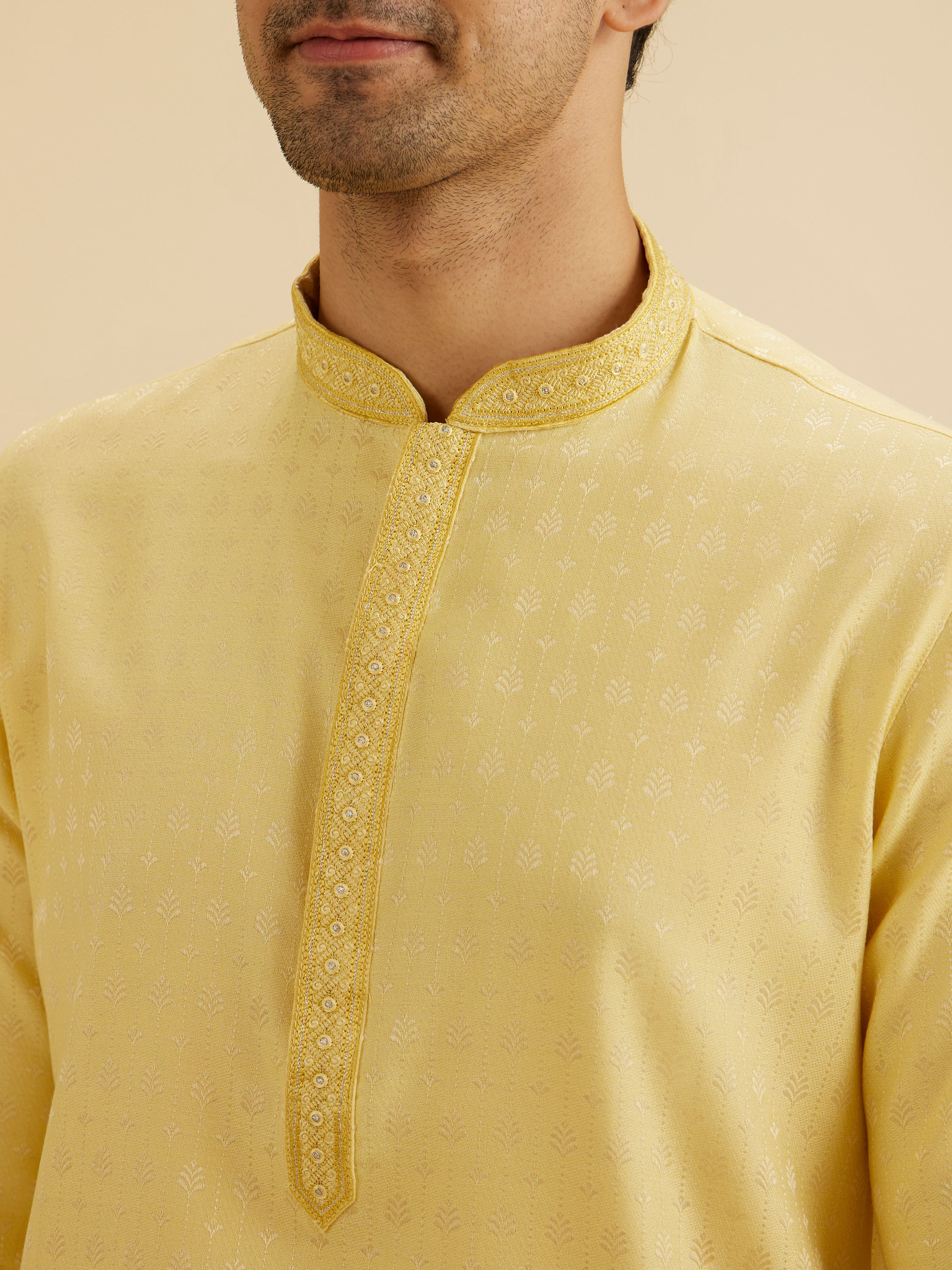 Manyavar Men Sunset Yellow Radiance Kurta Pajama