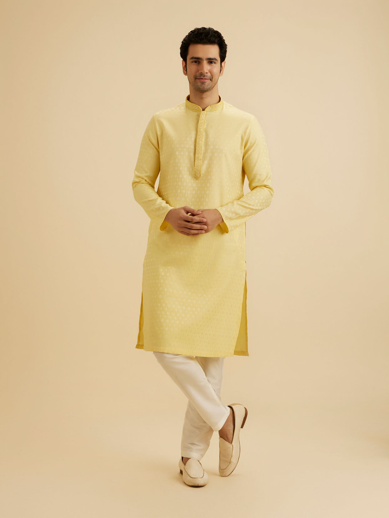 Manyavar Men Sunset Yellow Radiance Kurta Pajama