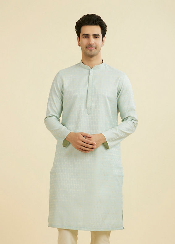 Manyavar Men Elegant Light Blue Ensemble Kurta Pajama