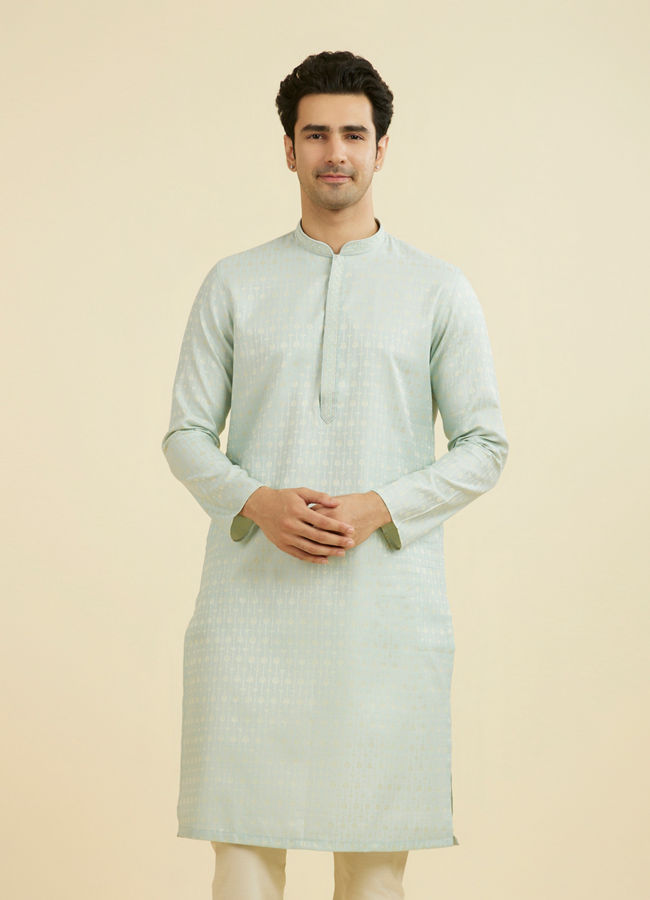 Manyavar Men Elegant Light Blue Ensemble Kurta Pajama