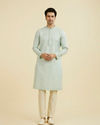 Manyavar Men Elegant Light Blue Ensemble Kurta Pajama