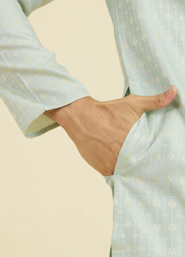 Manyavar Men Elegant Light Blue Ensemble Kurta Pajama