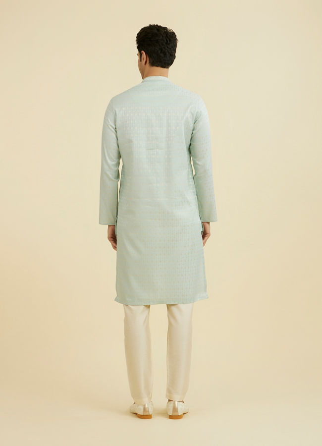 Manyavar Men Elegant Light Blue Ensemble Kurta Pajama