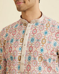 Manyavar Men Creamy Elegance Kurta Pajama