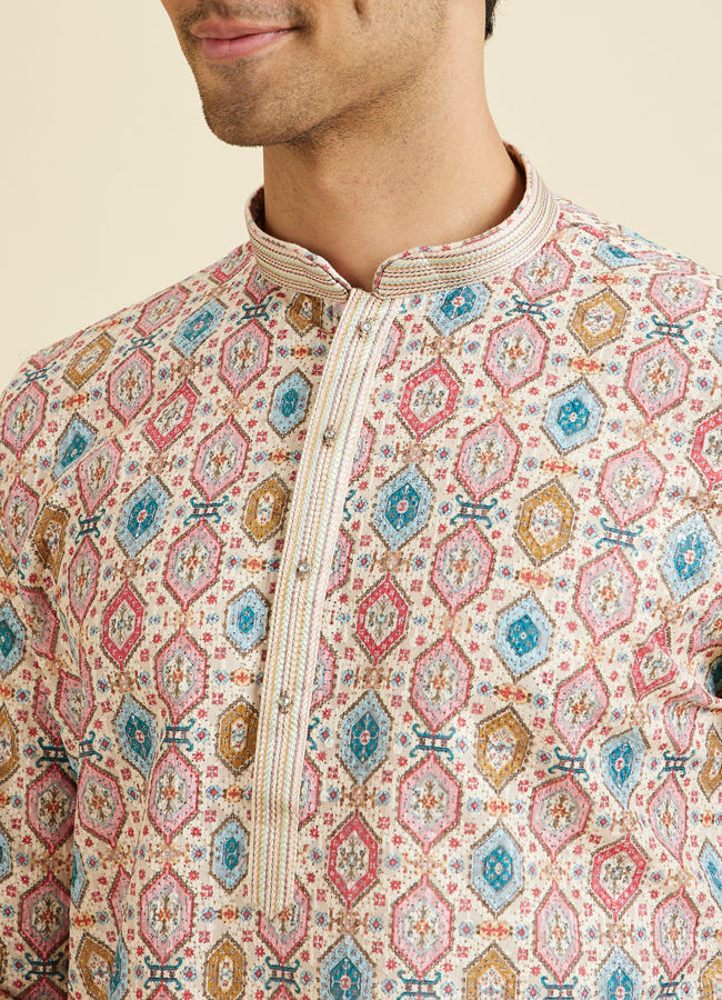 Manyavar Men Creamy Elegance Kurta Pajama