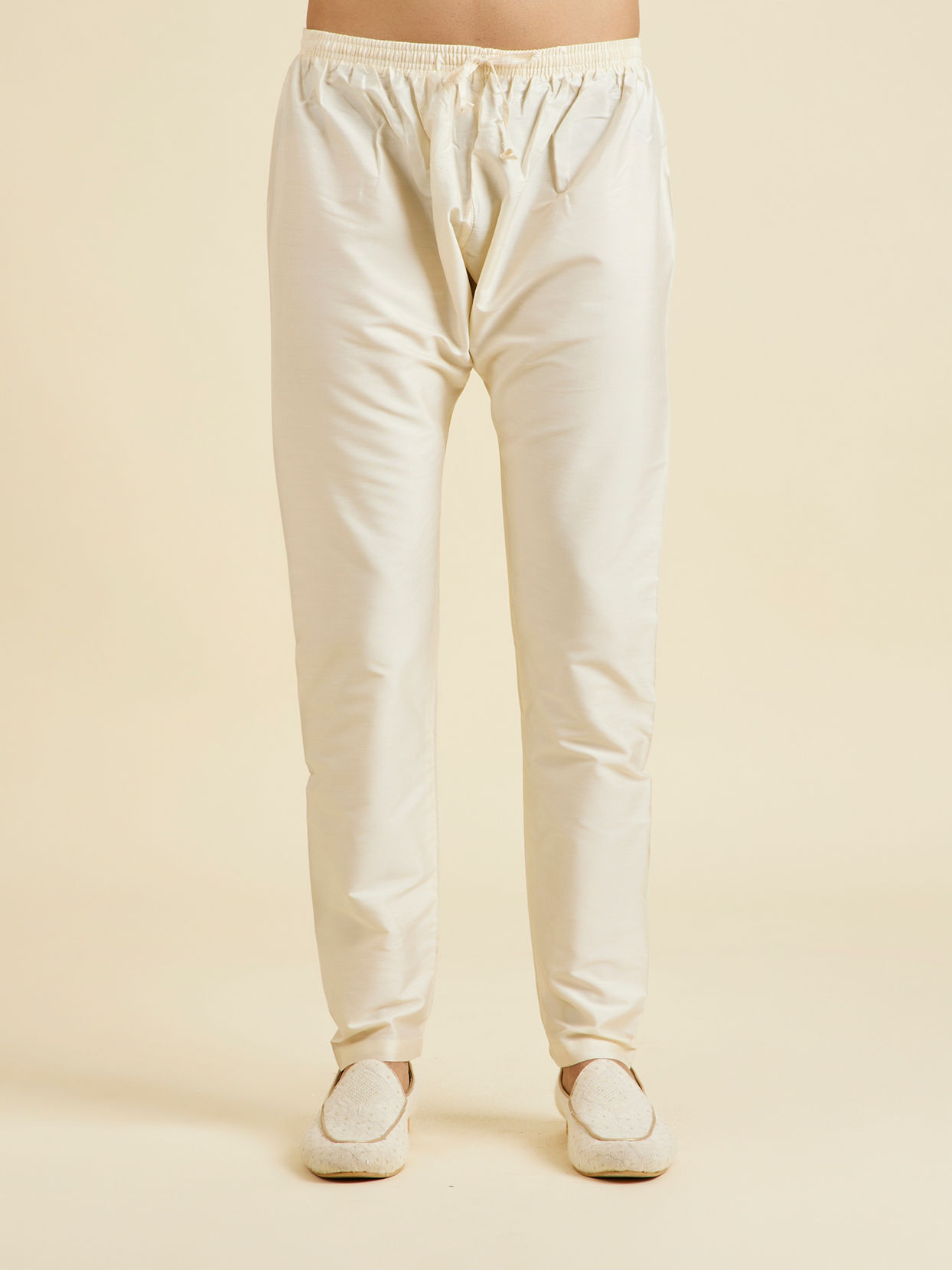 Manyavar Men Creamy Elegance Kurta Pajama