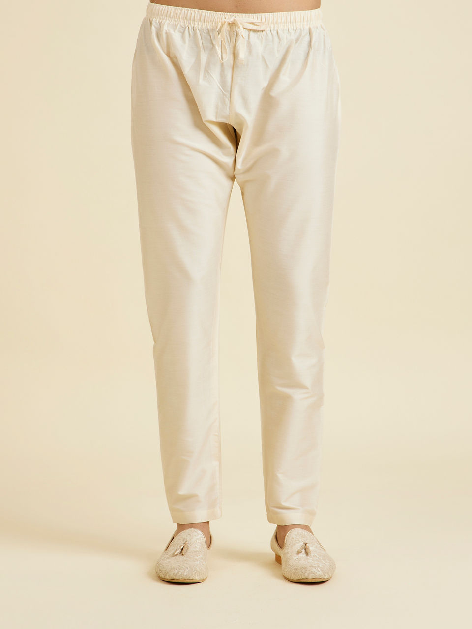 Manyavar Men Beige Brocade Elegance Kurta Pajama