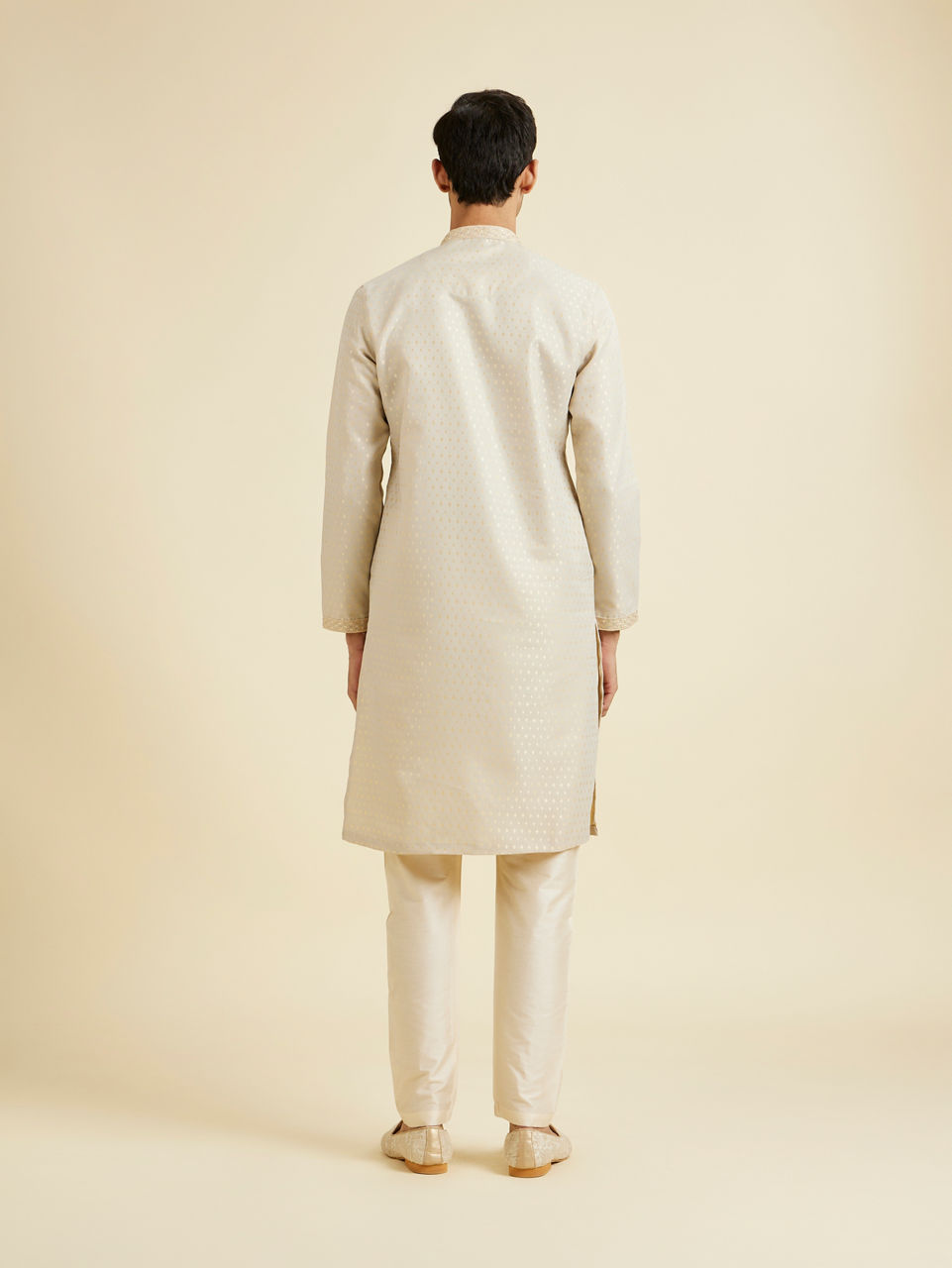 Manyavar Men Beige Brocade Elegance Kurta Pajama