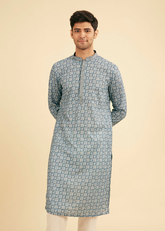 Manyavar Men Midnight Fantasy Blue Kurta Pajama