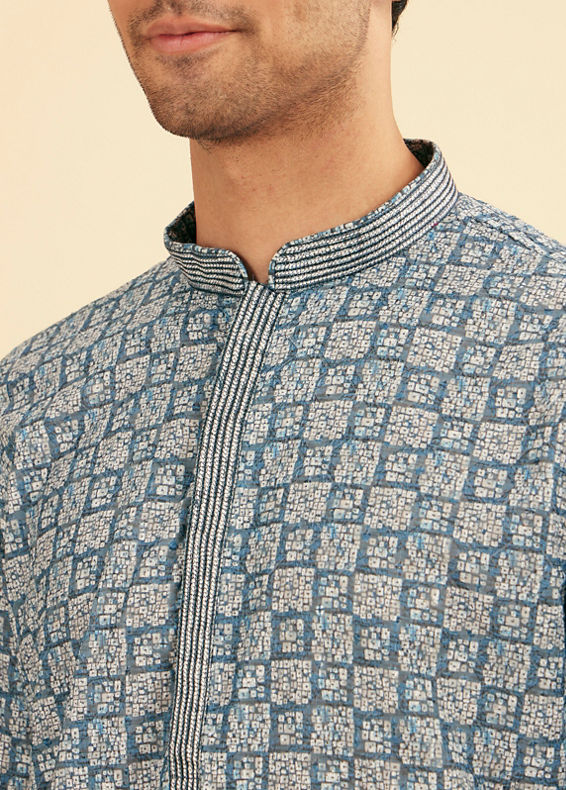 Manyavar Men Midnight Fantasy Blue Kurta Pajama