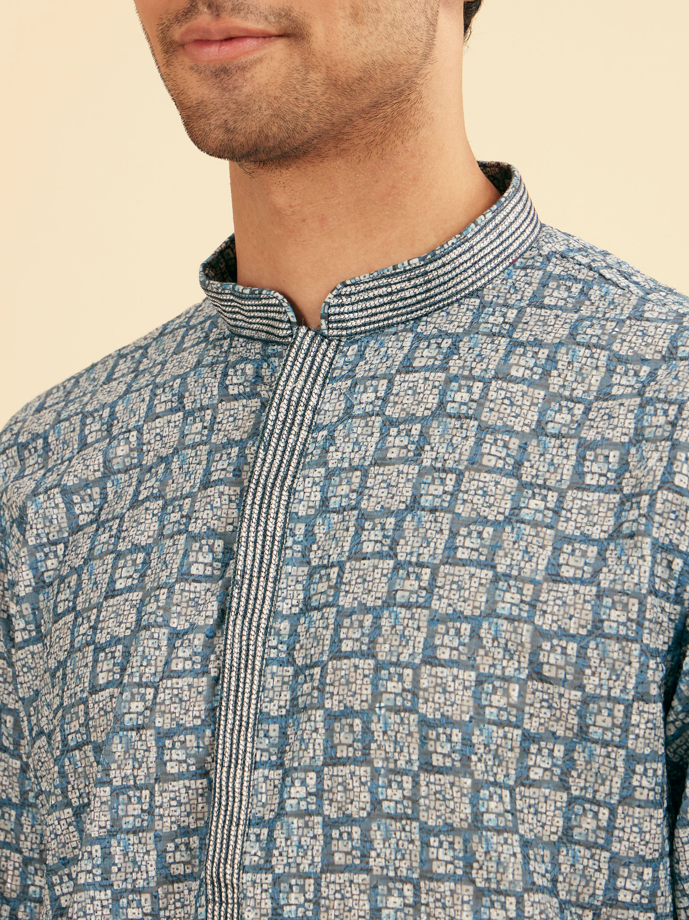 Manyavar Men Midnight Fantasy Blue Kurta Pajama