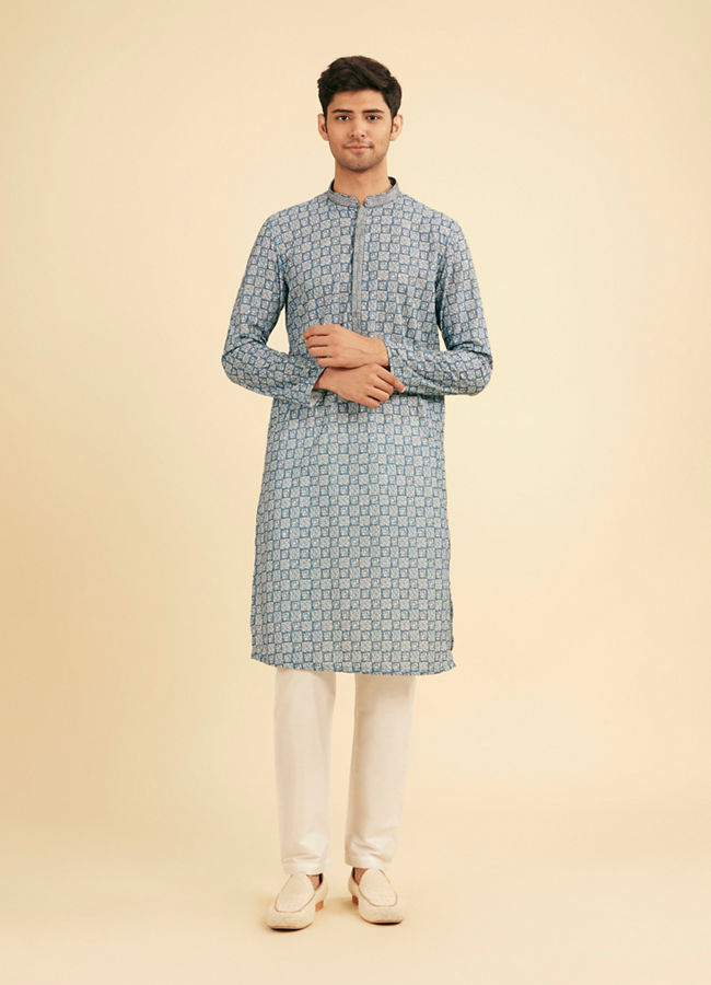 Manyavar Men Midnight Fantasy Blue Kurta Pajama