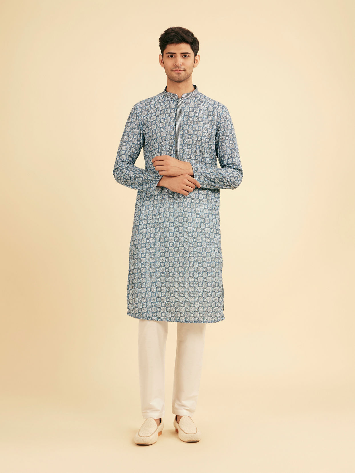Manyavar Men Midnight Fantasy Blue Kurta Pajama