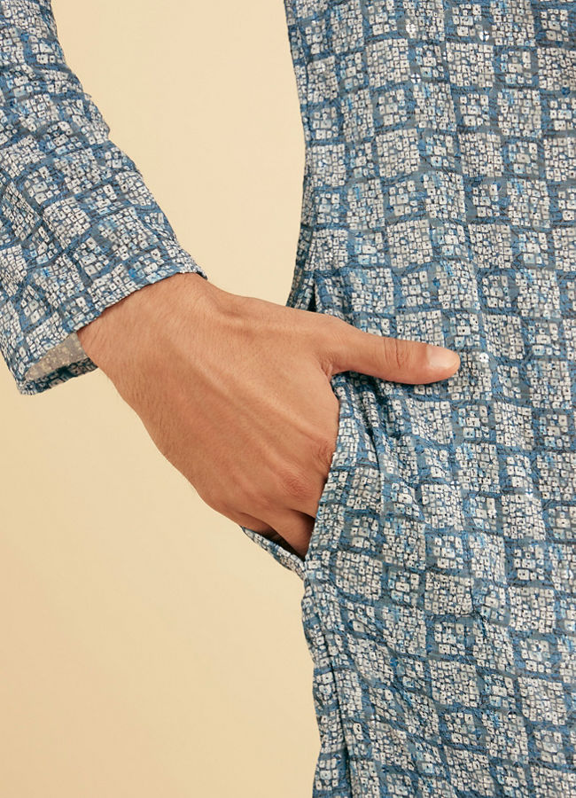 Manyavar Men Midnight Fantasy Blue Kurta Pajama