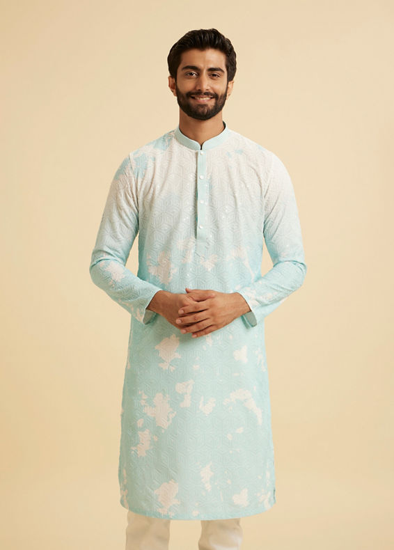 Manyavar Men Aqua Elegance Cotton Kurta Pajama