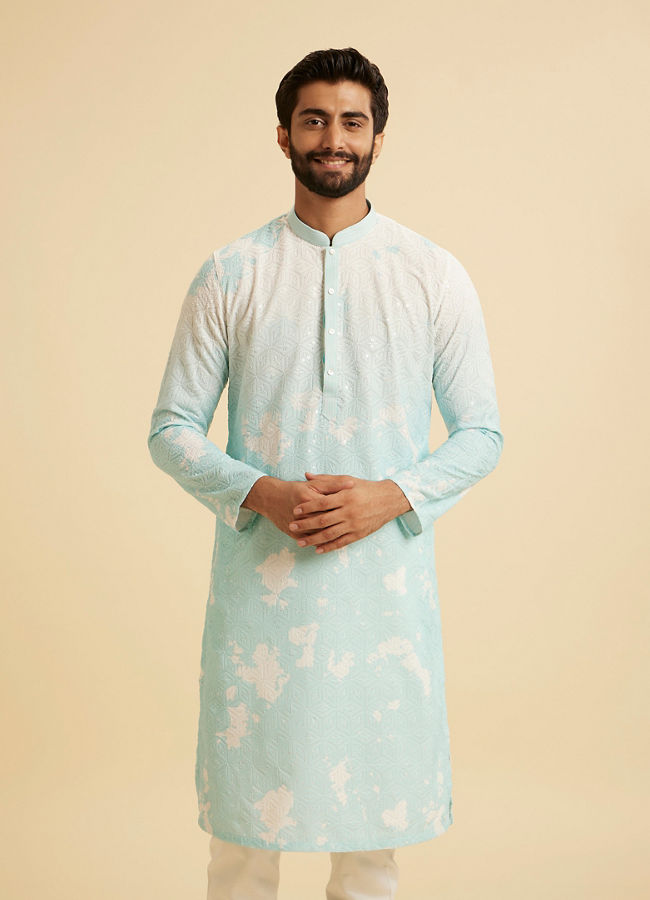 Manyavar Men Aqua Elegance Cotton Kurta Pajama