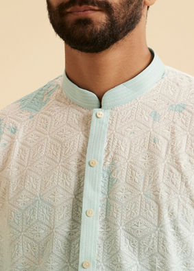 Manyavar Men Aqua Elegance Cotton Kurta Pajama