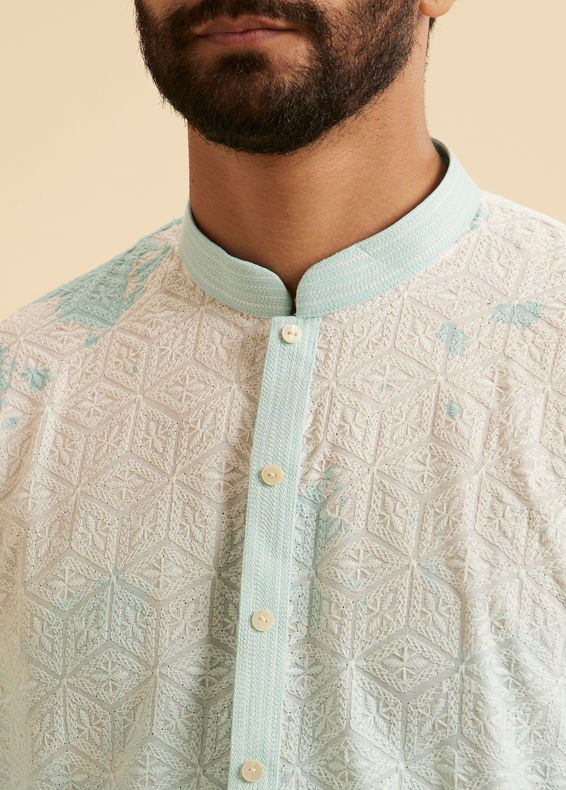 Manyavar Men Aqua Elegance Cotton Kurta Pajama