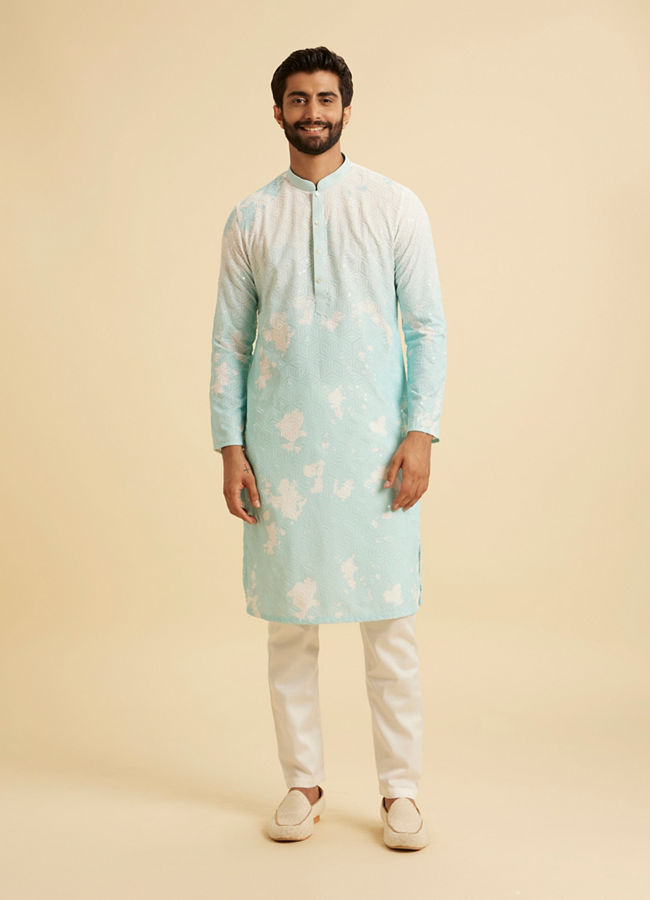 Manyavar Men Aqua Elegance Cotton Kurta Pajama