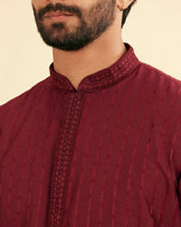 Manyavar Men Maroon Majestic Bliss Kurta Pajama