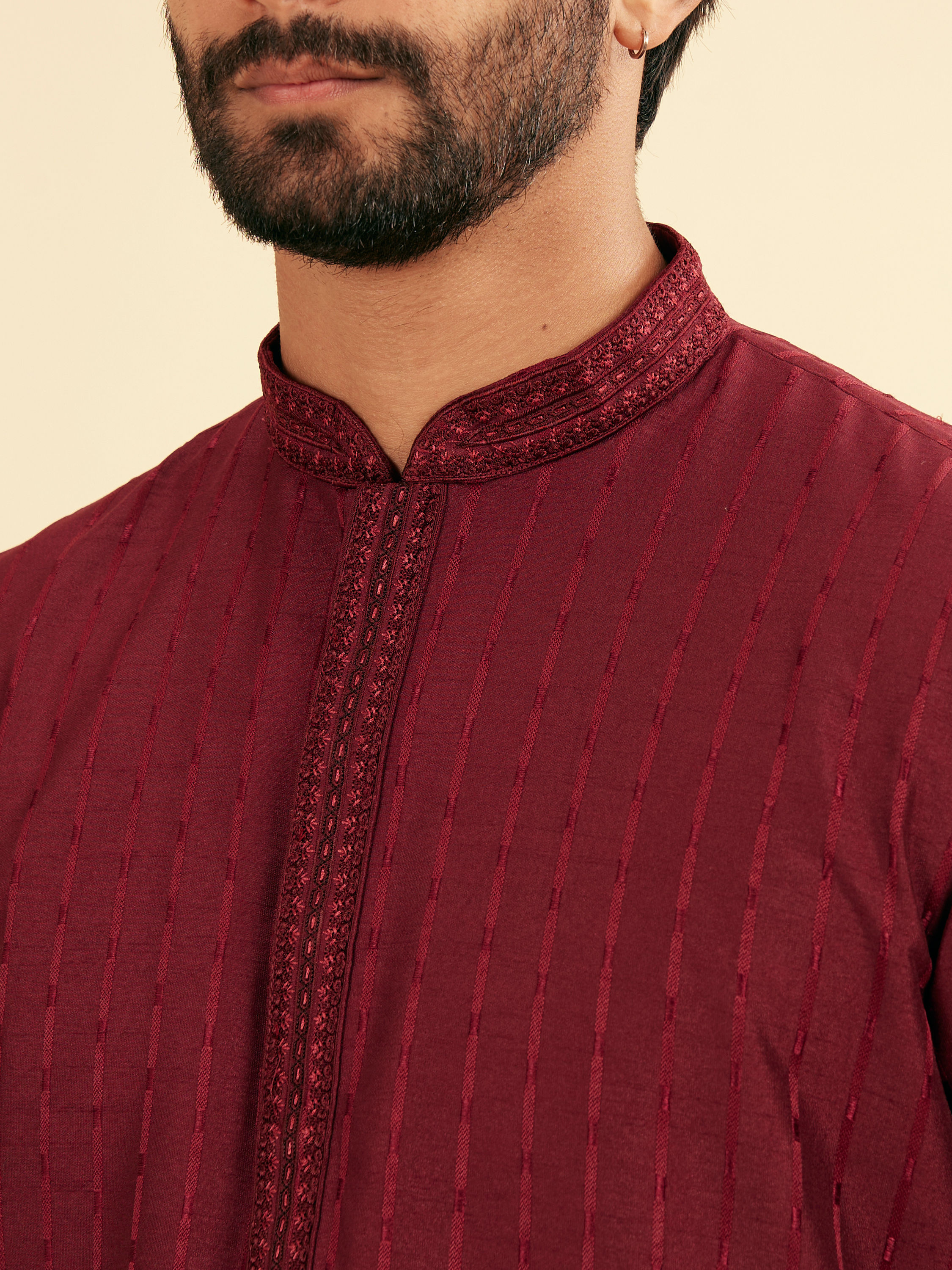 Manyavar Men Maroon Majestic Bliss Kurta Pajama