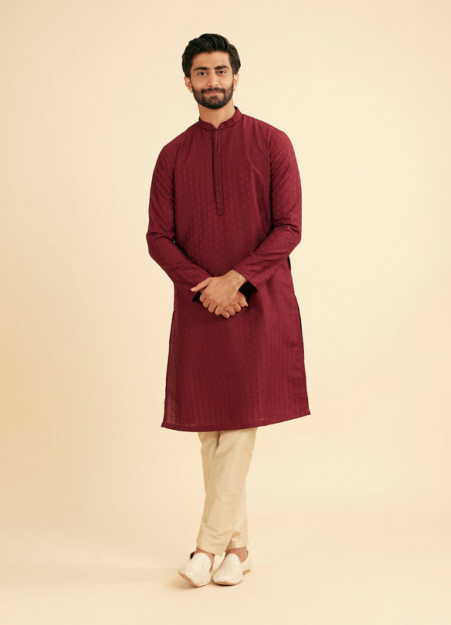 Manyavar Men Maroon Majestic Bliss Kurta Pajama