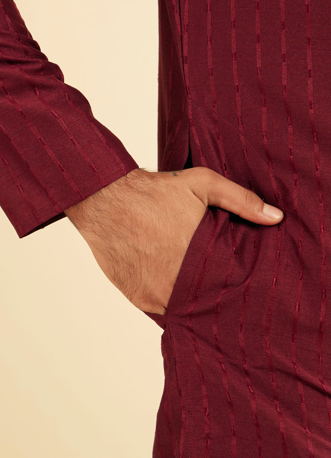 Manyavar Men Maroon Majestic Bliss Kurta Pajama