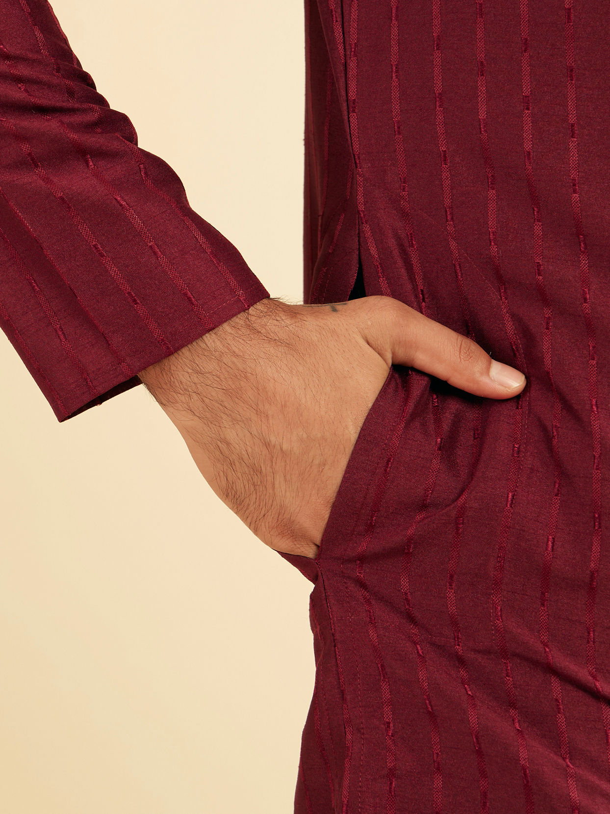 Manyavar Men Maroon Majestic Bliss Kurta Pajama