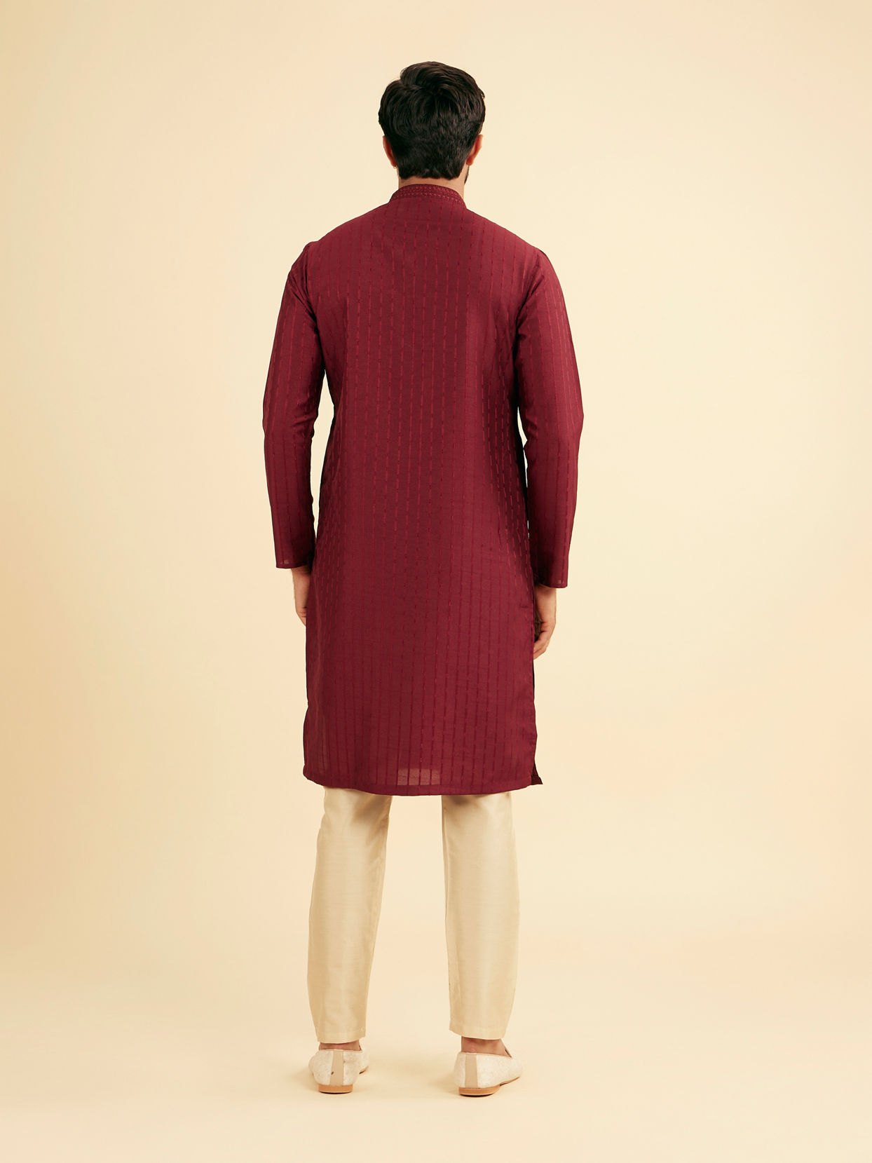 Manyavar Men Maroon Majestic Bliss Kurta Pajama