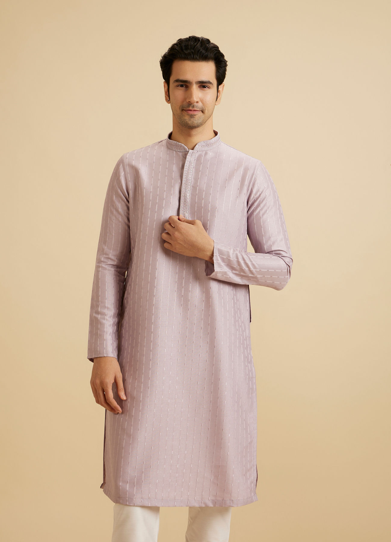 Manyavar Men Mustard Elegance Kurta Pajama