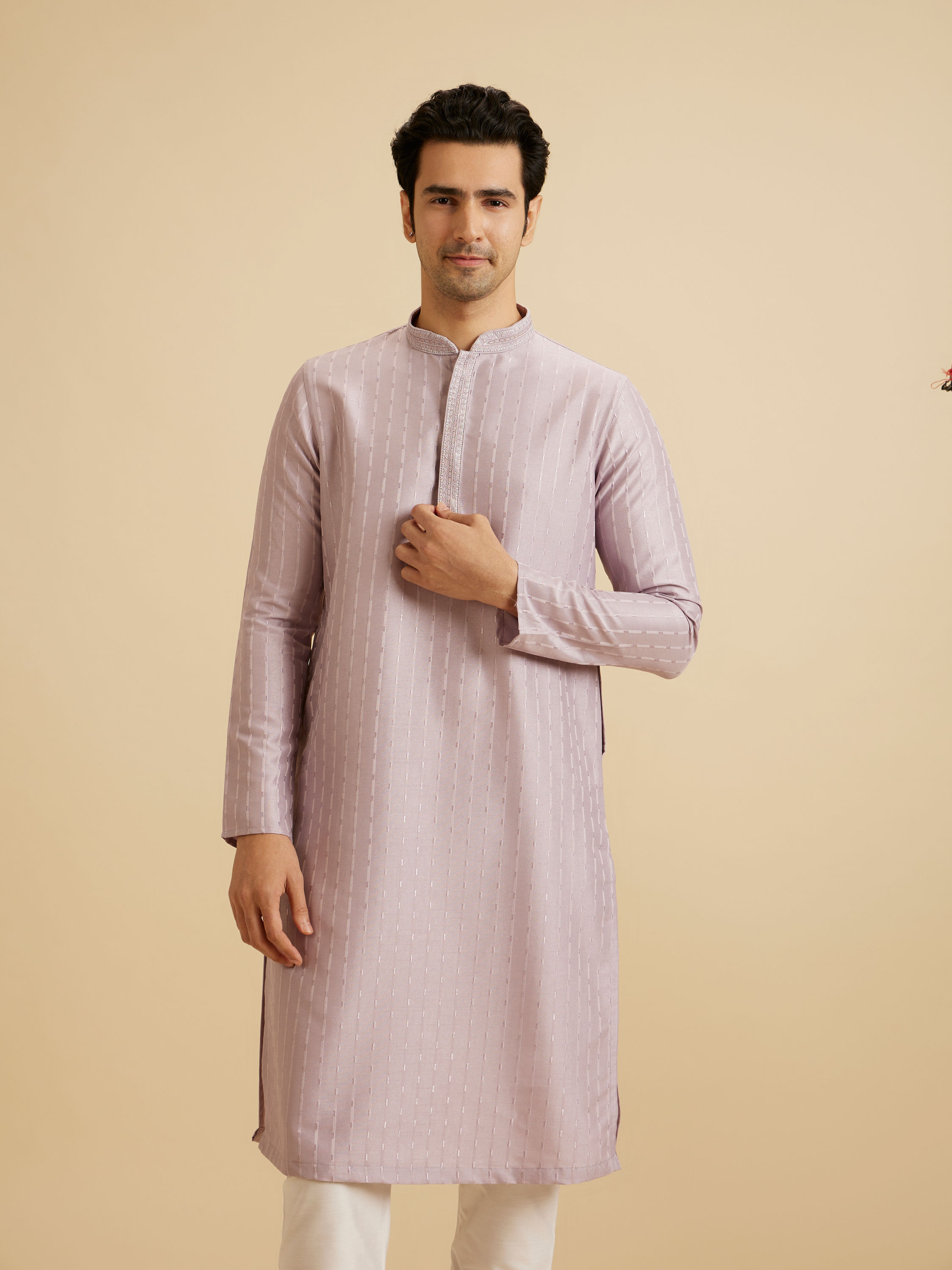 Manyavar Men Mustard Elegance Kurta Pajama