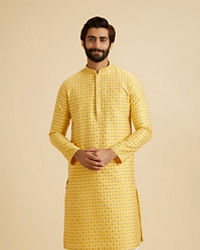 Manyavar Men Mustard Elegance Kurta Pajama