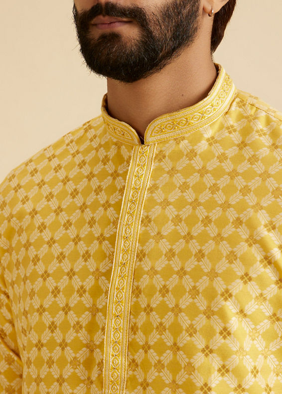 Manyavar Men Mustard Elegance Kurta Pajama