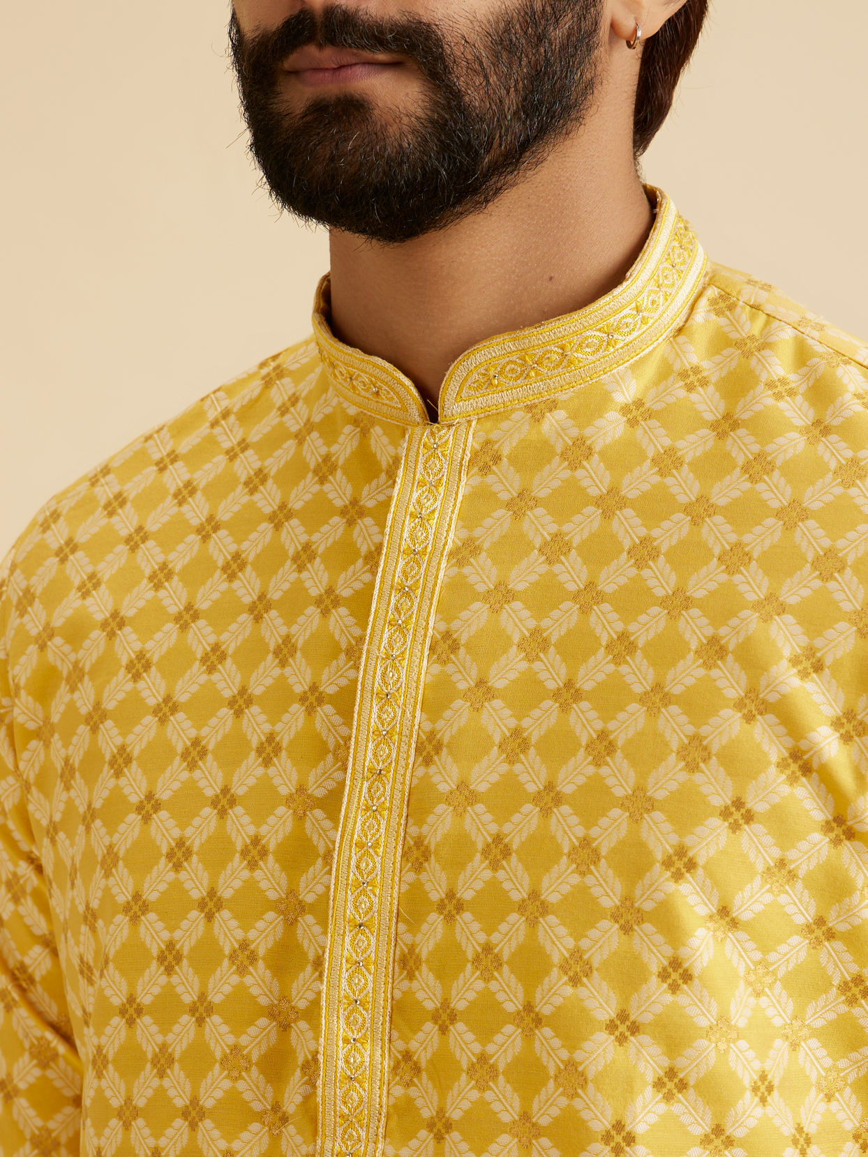 Manyavar Men Mustard Elegance Kurta Pajama