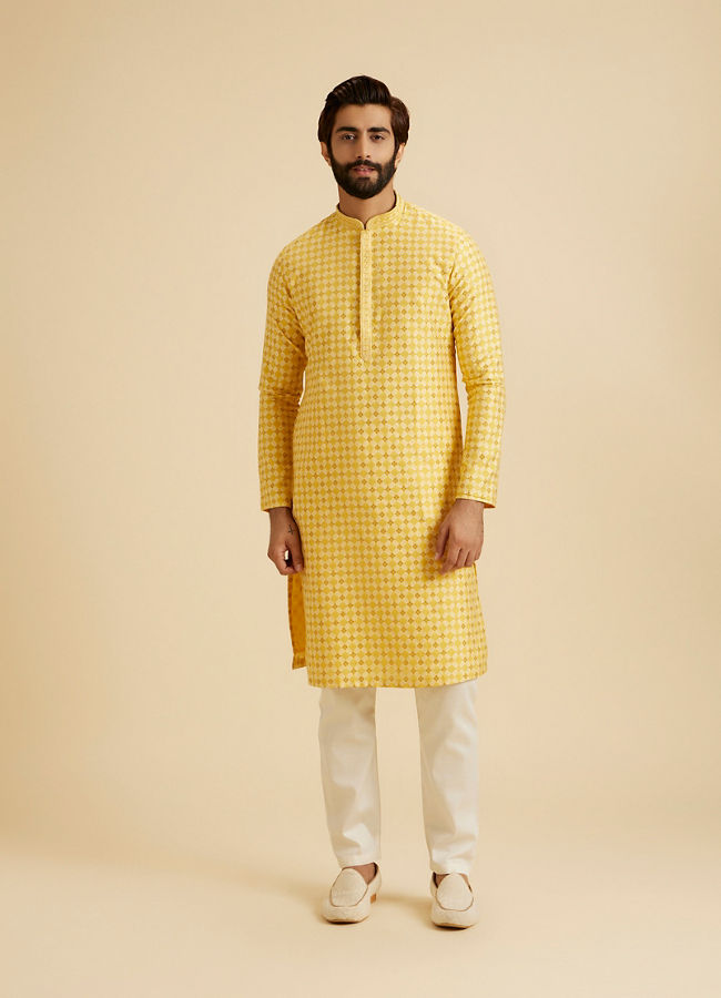 Manyavar Men Mustard Elegance Kurta Pajama