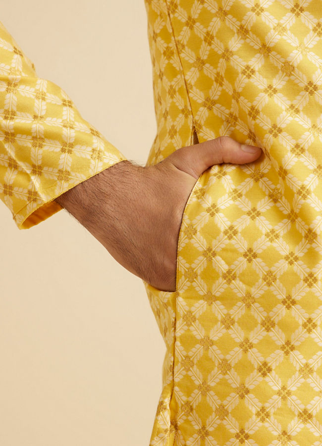 Manyavar Men Mustard Elegance Kurta Pajama