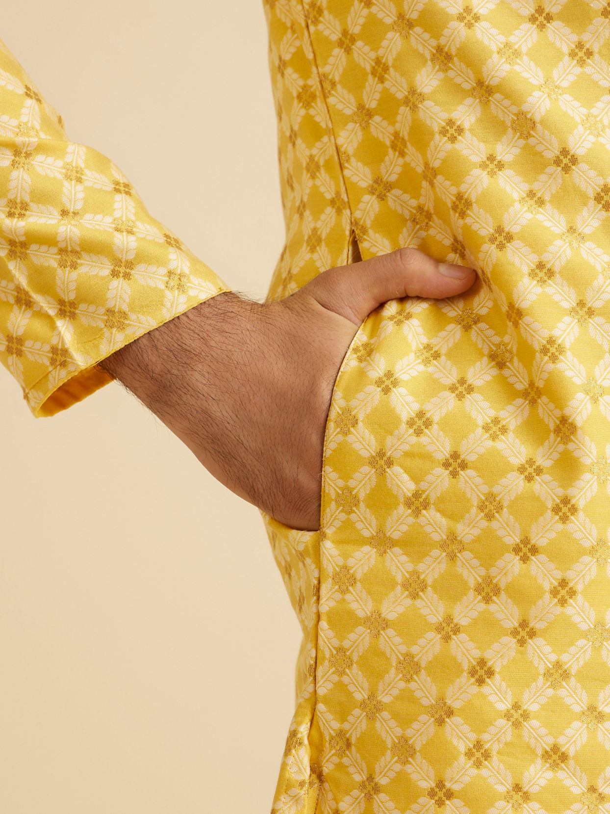 Manyavar Men Mustard Elegance Kurta Pajama