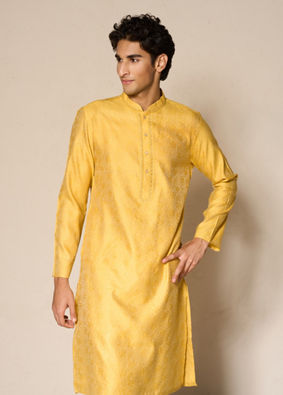 Manyavar Men Mustard Majesty Kurta Pajama