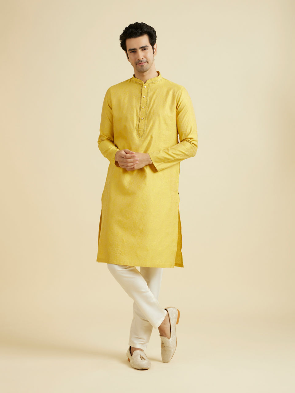 Manyavar Men Mustard Majesty Kurta Pajama
