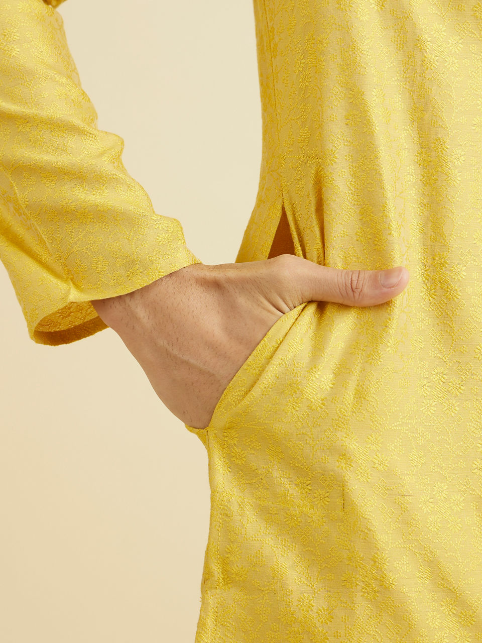 Manyavar Men Mustard Majesty Kurta Pajama