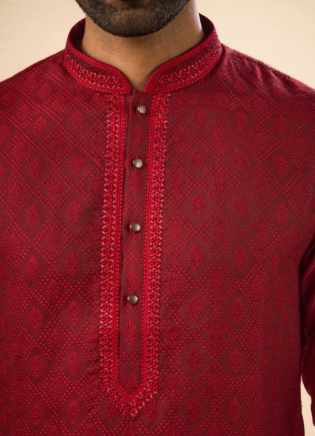 Manyavar Men Maroon Magnificence Kurta Pajama