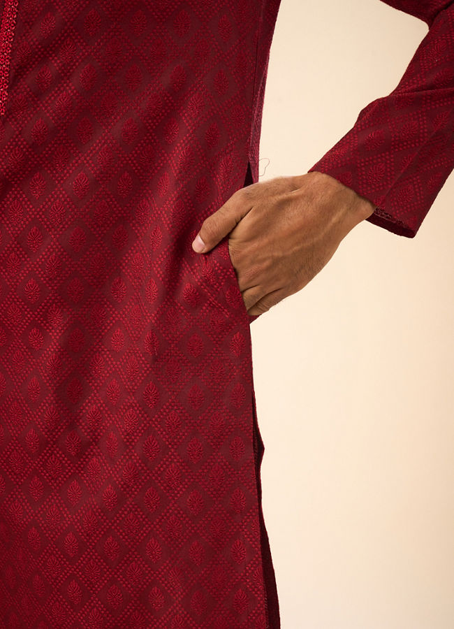 Manyavar Men Maroon Magnificence Kurta Pajama
