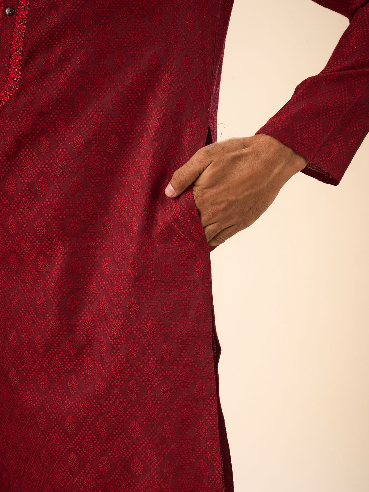 Manyavar Men Maroon Magnificence Kurta Pajama