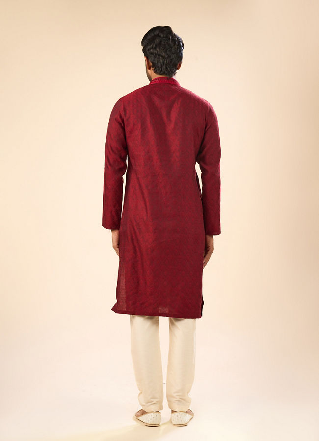 Manyavar Men Maroon Magnificence Kurta Pajama