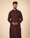 Manyavar Men Gleaming Wine Kurta Pajama
